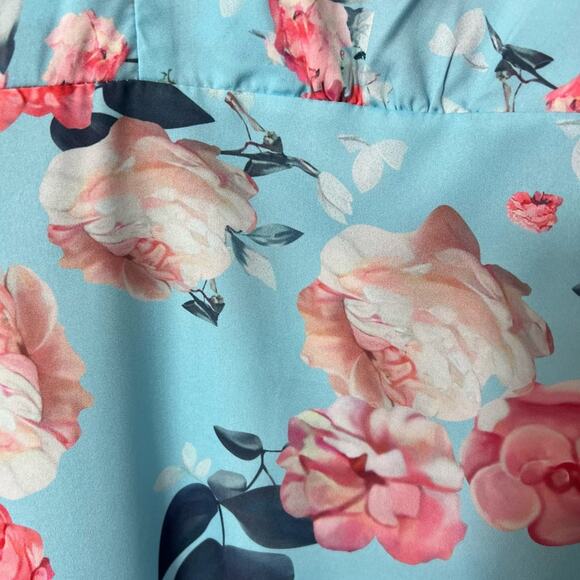 CBR BLUE FLORAL V-NECK WOMEN LONG SLEEVE SIZE SMALL BRAND NEW - Picture 5 of 6